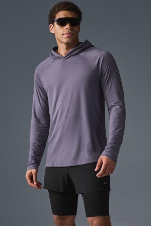 Sudadera con Capucha Alo Yoga Core Runner Hombre Italian Plum | Mexico MLQ-207583