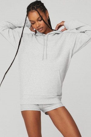 Sudadera con Capucha Alo Yoga Micro Waffle Fast Break Mujer Grises | Mexico ISE-032651
