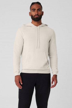 Sudadera con Capucha Alo Yoga Micro Waffle Fast Break Hombre Bone | Mexico ZQD-416073