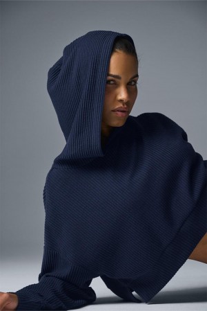 Sudadera con Capucha Alo Yoga Muse Mujer Azul Marino | Mexico TOQ-190287