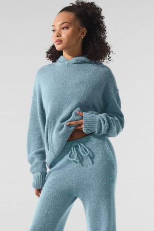 Sudadera con Capucha Alo Yoga New Class Cashmere Mujer Azules | Mexico PTS-453981
