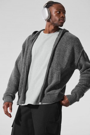 Sudadera con Capucha Alo Yoga New Class Cashmere Full Zip Hombre Plateadas Grises | Mexico DGW-365971