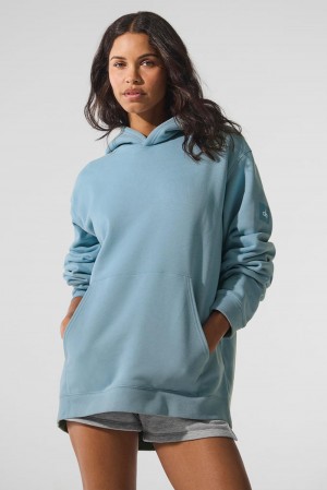 Sudadera con Capucha Alo Yoga Renown Heavy Weight Mujer Azules | Mexico DUB-649732