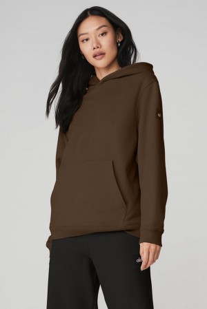 Sudadera con Capucha Alo Yoga Renown Heavy Weight Mujer Espresso | Mexico TVQ-748105