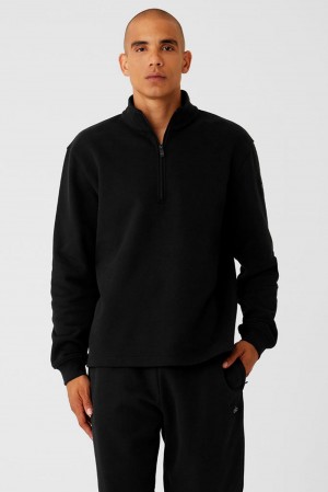 Sudadera con Capucha Alo Yoga Renown Heavy Weight 1/4 Zip Hombre Negros | Mexico YRI-395082