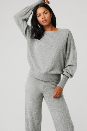 Sudaderas Alo Yoga Cashmere Jet Set Crew Mujer Grises | Mexico VPK-057316