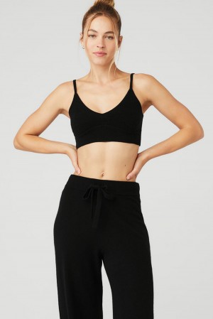 Sujetador Deportivo Alo Yoga Cashmere Jet Set Mujer Negros | Mexico KMZ-130956