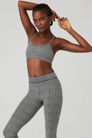 Sujetador Deportivo Alo Yoga Jacquard Glenplaid Gratitude Mujer Titanium Negros | Mexico LJM-956382