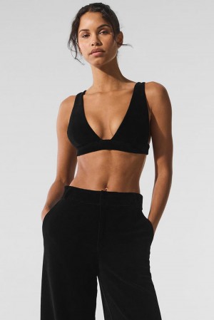 Sujetador Deportivo Alo Yoga Micro Corduroy Dreamer Mujer Negros | Mexico SWE-092314