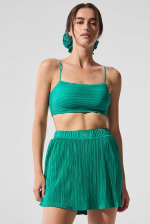 Sujetador Deportivo Alo Yoga Micro Plisse Game On Mujer Verdes | Mexico SUO-534729