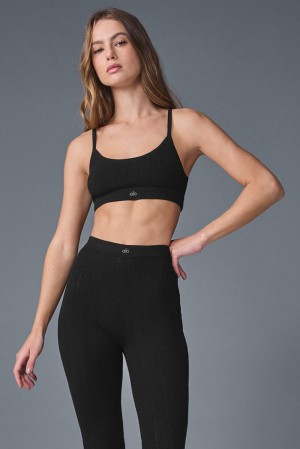 Sujetador Deportivo Alo Yoga Pointelle Sweater Be Mine Mujer Negros | Mexico GHC-602847