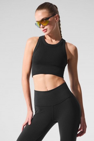 Sujetador Deportivo Alo Yoga Seamless Delight High Neck Mujer Negros | Mexico VKJ-596120