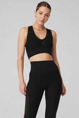 Sujetador Deportivo Alo Yoga Seamless Open Air Mujer Negros | Mexico SVG-560239