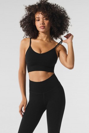 Sujetador Deportivo Alo Yoga Seamless Winter Warm Plush Delight Mujer Negros | Mexico FXT-034852