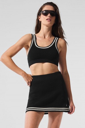 Sujetador Deportivo Alo Yoga Tennis Club Sweater Knit Mujer Negros | Mexico CFO-573920