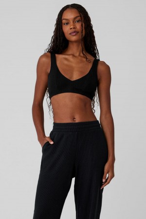 Sujetador Deportivo Alo Yoga Waffle Weekend Escape Mujer Negros | Mexico HDS-319267