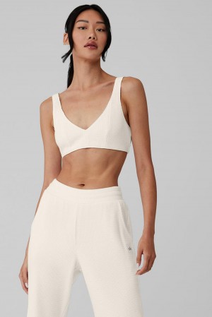 Sujetador Deportivo Alo Yoga Waffle Weekend Escape Mujer Ivory | Mexico ISU-302157