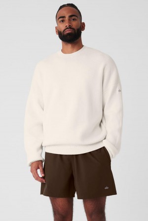 Suéteres Alo Yoga Scholar Crew Neck Hombre Ivory | Mexico NXJ-452718