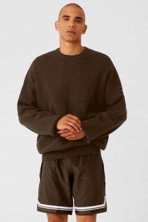 Suéteres Alo Yoga Scholar Crew Neck Hombre Espresso | Mexico CJU-147093