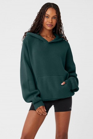 Suéteres Alo Yoga Scholar Hooded Mujer Verdes | Mexico SAD-160235