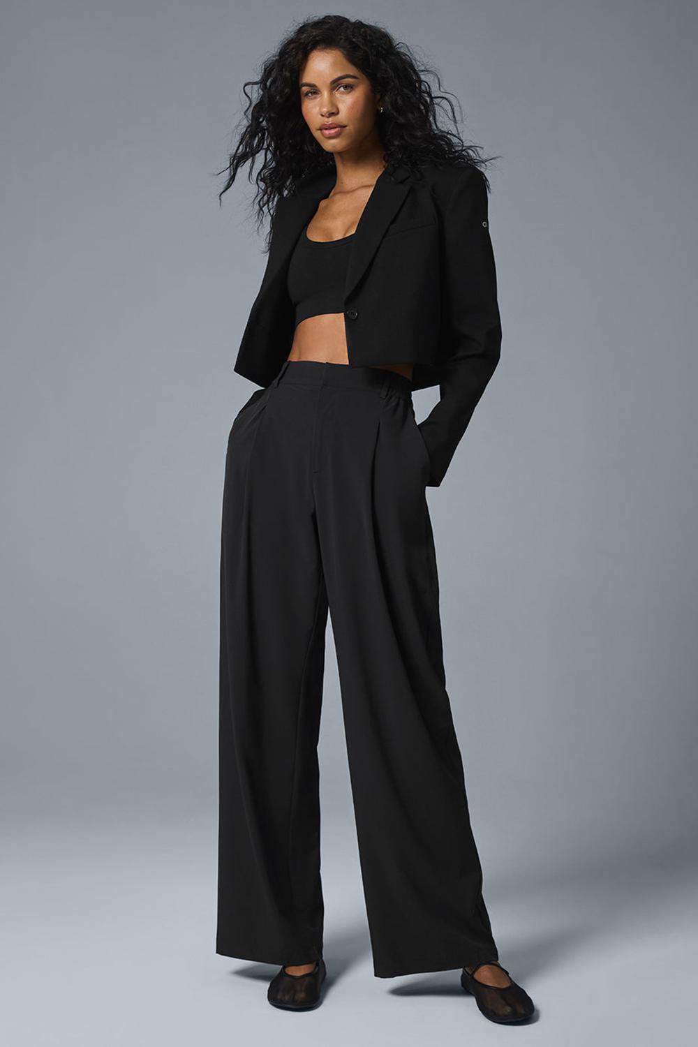 Blazers Alo Yoga Cropped First-Class Mujer Negros | Mexico  JUC-417398