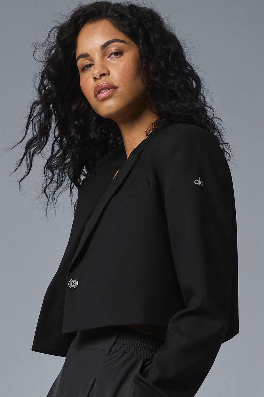 Blazers Alo Yoga Cropped First-Class Mujer Negros | Mexico  JUC-417398