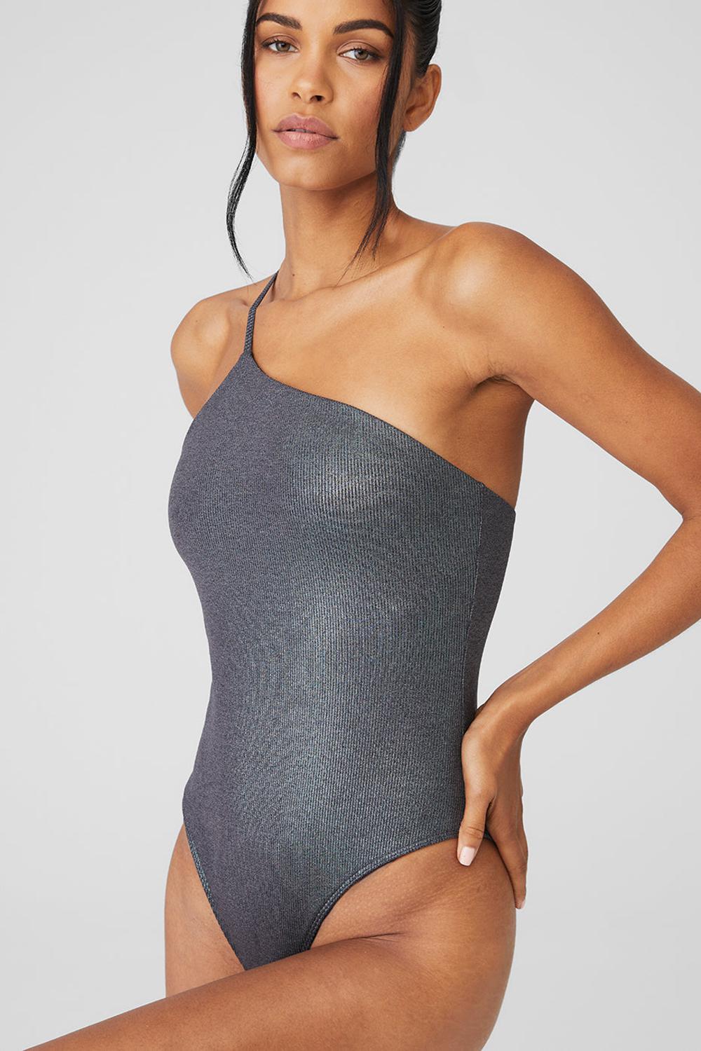 Body Alo Yoga Alosoft Ribbed Shimmer Plie Mujer Grises Oscuro | Mexico  LEI-537064