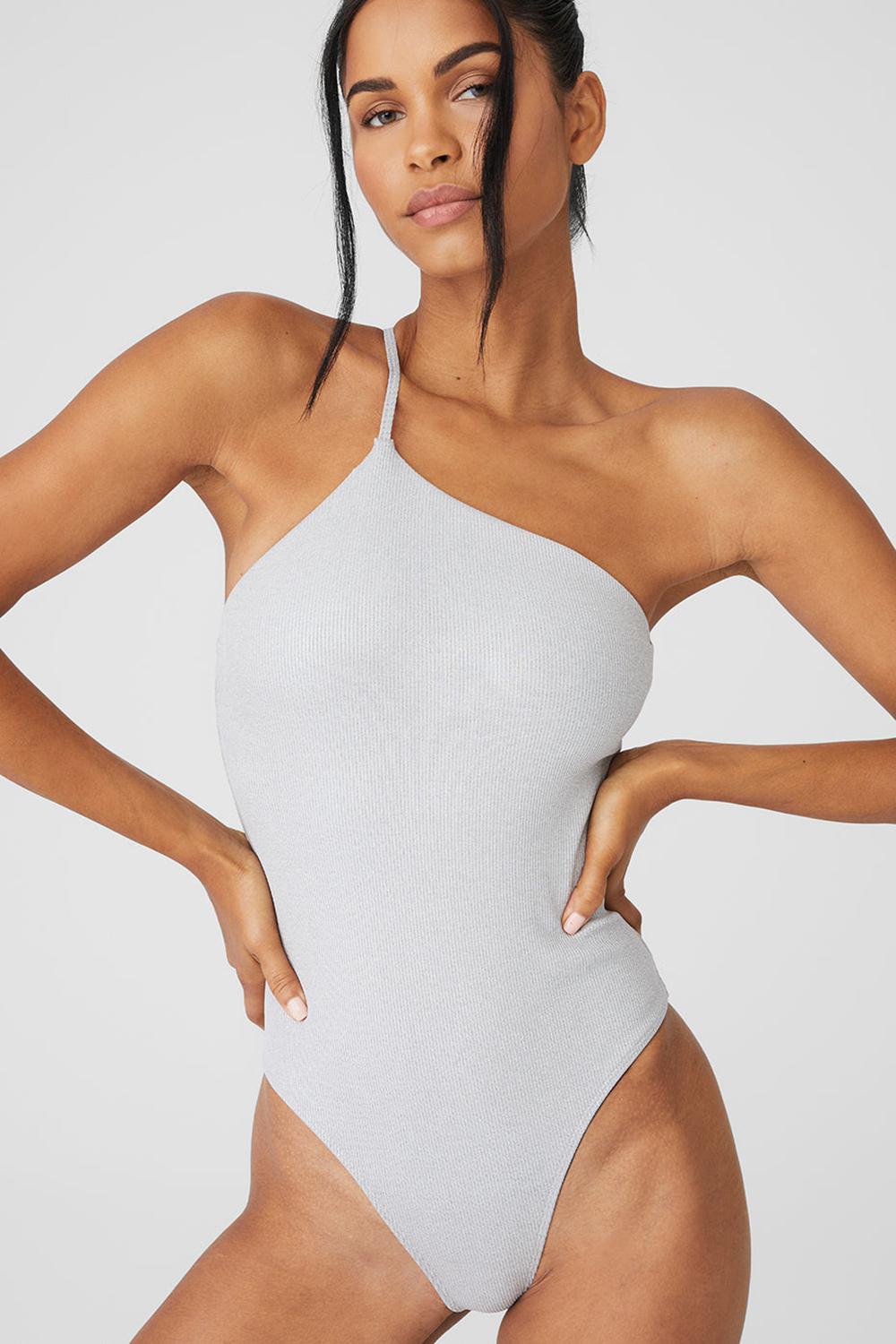 Body Alo Yoga Alosoft Ribbed Shimmer Plie Mujer Grises Claro | Mexico  ZEB-837405
