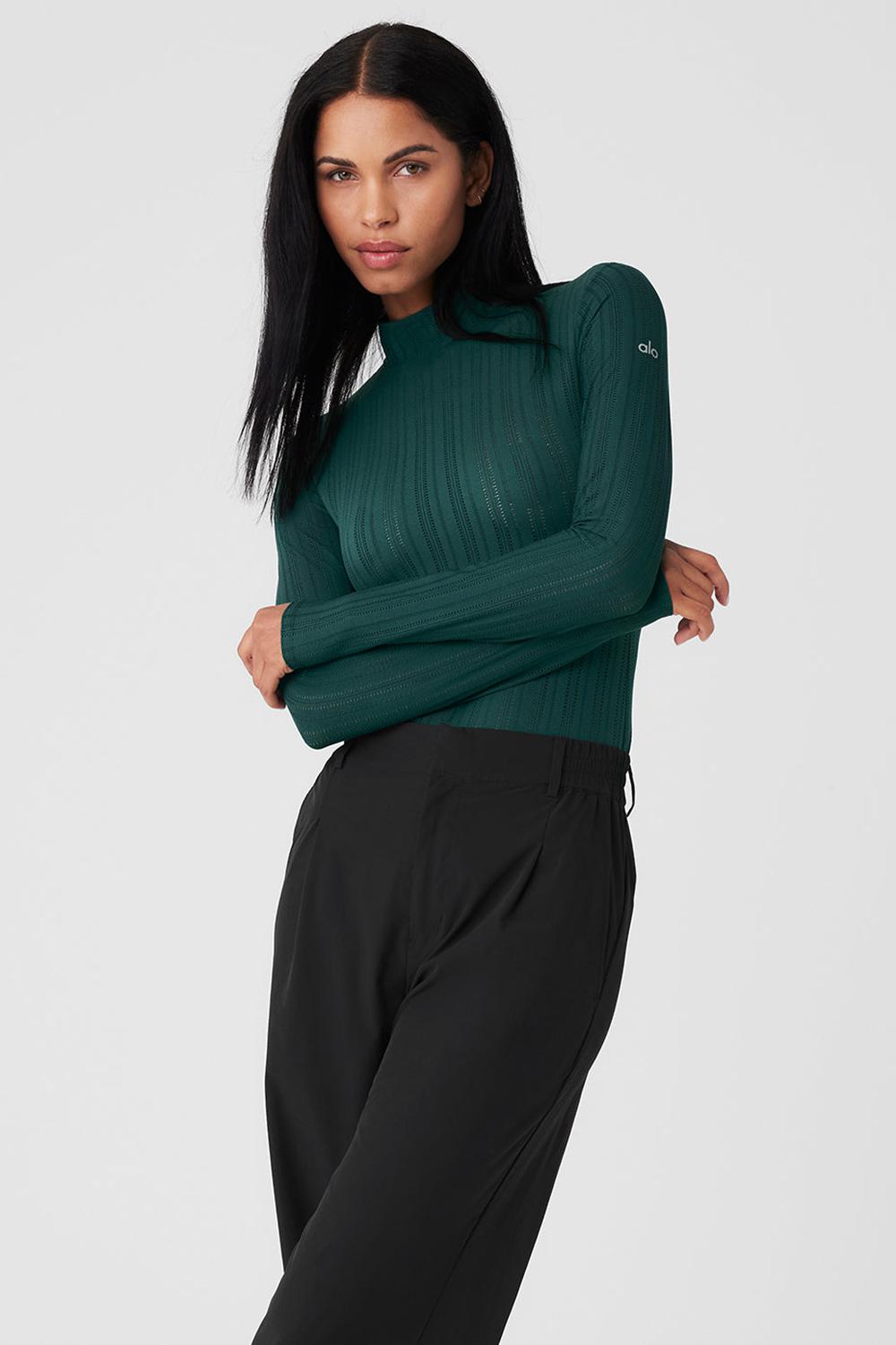Body Alo Yoga Euphoria Long Sleeve Mujer Verdes | Mexico  KWJ-378021
