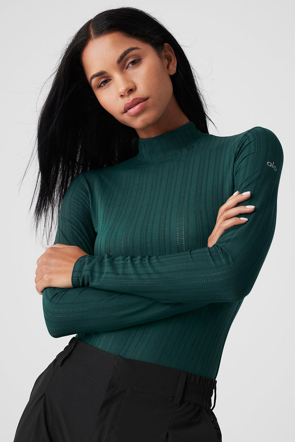 Body Alo Yoga Euphoria Long Sleeve Mujer Verdes | Mexico  KWJ-378021