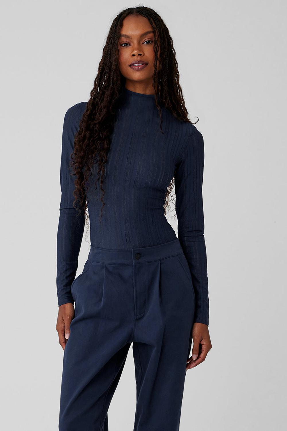 Body Alo Yoga Euphoria Long Sleeve Mujer Azul Marino | Mexico  DRA-872016