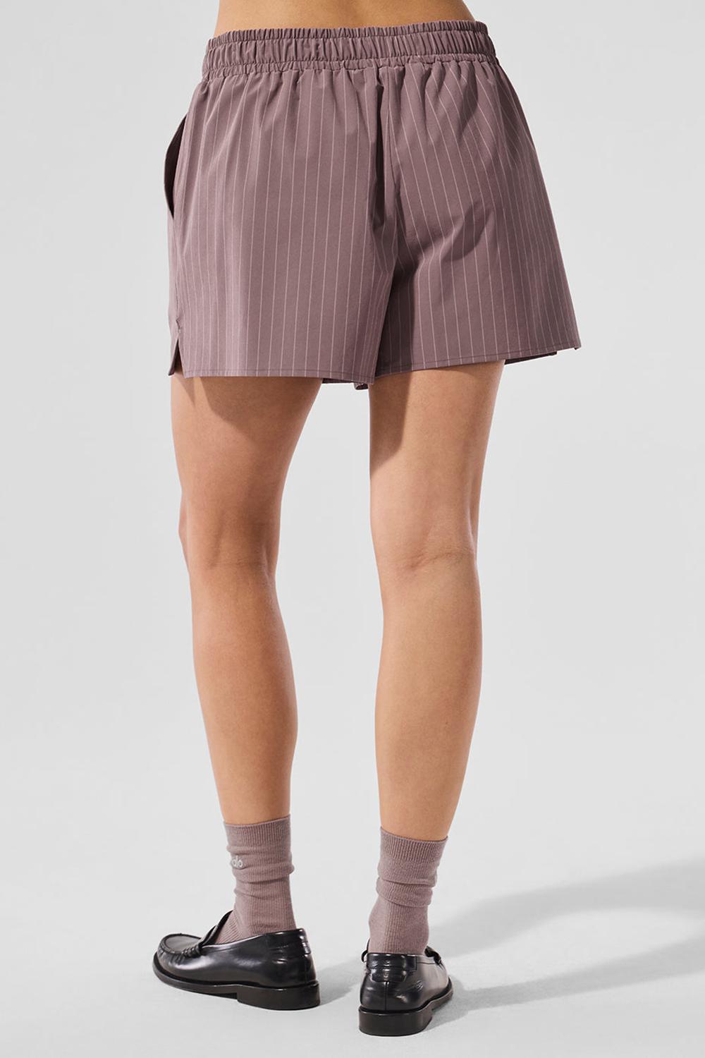 Boxer Alo Yoga Pinstripe Daylight Mujer Mushroom / Ivory | Mexico  CQM-534089