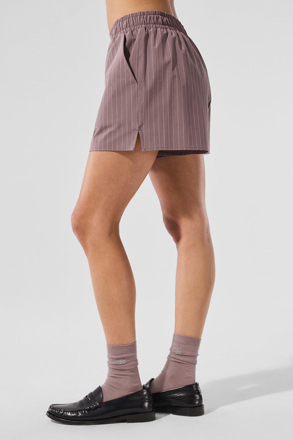 Boxer Alo Yoga Pinstripe Daylight Mujer Mushroom / Ivory | Mexico  CQM-534089