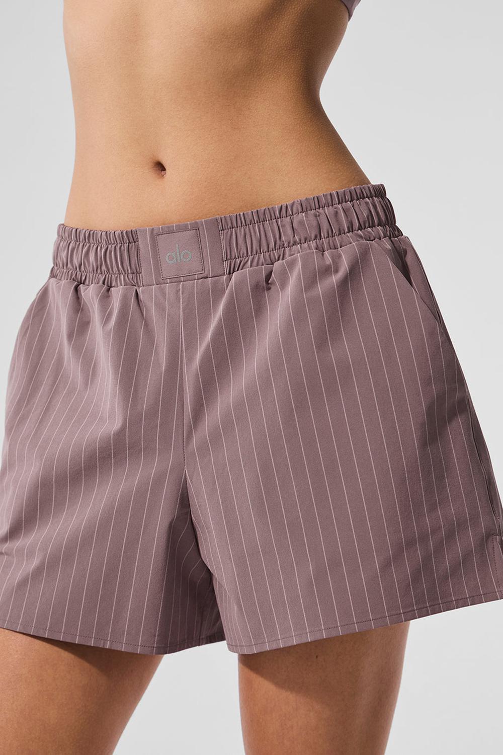 Boxer Alo Yoga Pinstripe Daylight Mujer Mushroom / Ivory | Mexico  CQM-534089