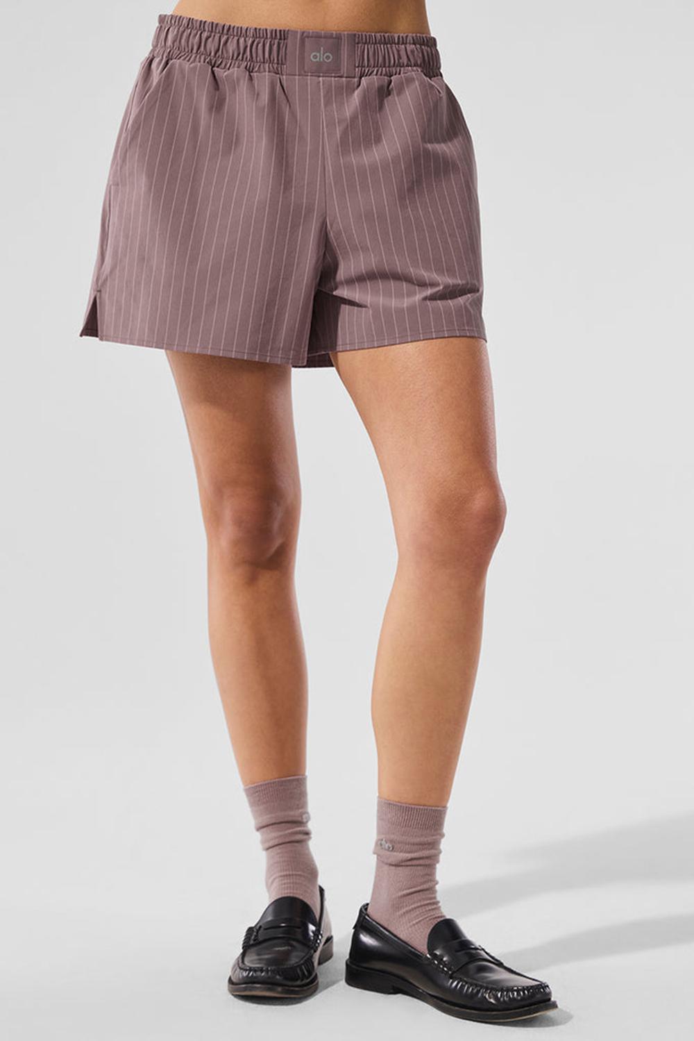 Boxer Alo Yoga Pinstripe Daylight Mujer Mushroom / Ivory | Mexico  CQM-534089