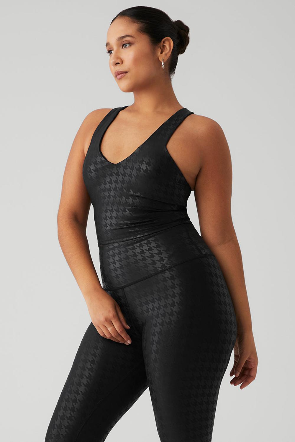 Bra Tank Alo Yoga Airlift Glimmer Houndstooth Real Mujer Negros | Mexico  MSN-831567