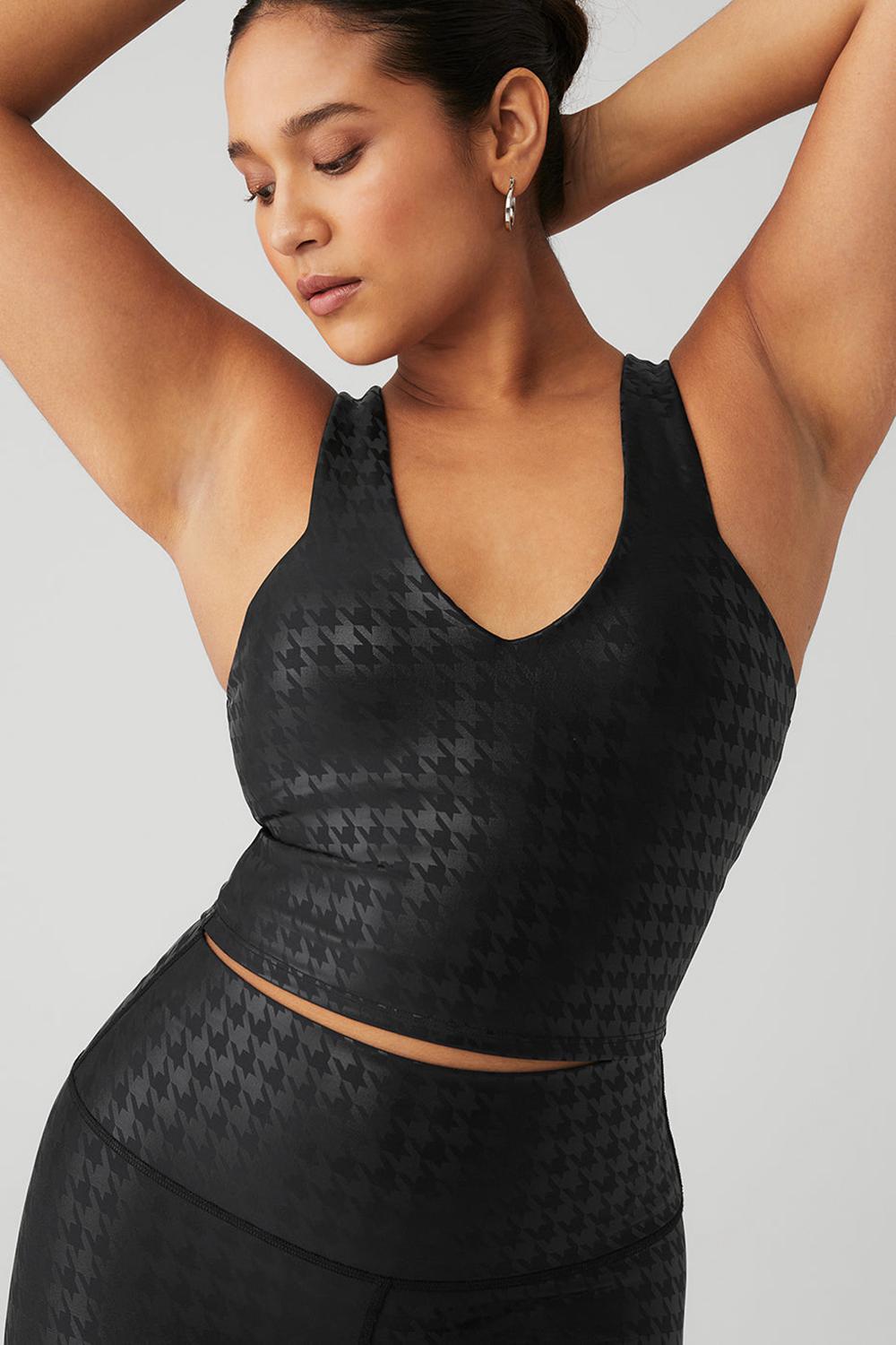 Bra Tank Alo Yoga Airlift Glimmer Houndstooth Real Mujer Negros | Mexico  MSN-831567