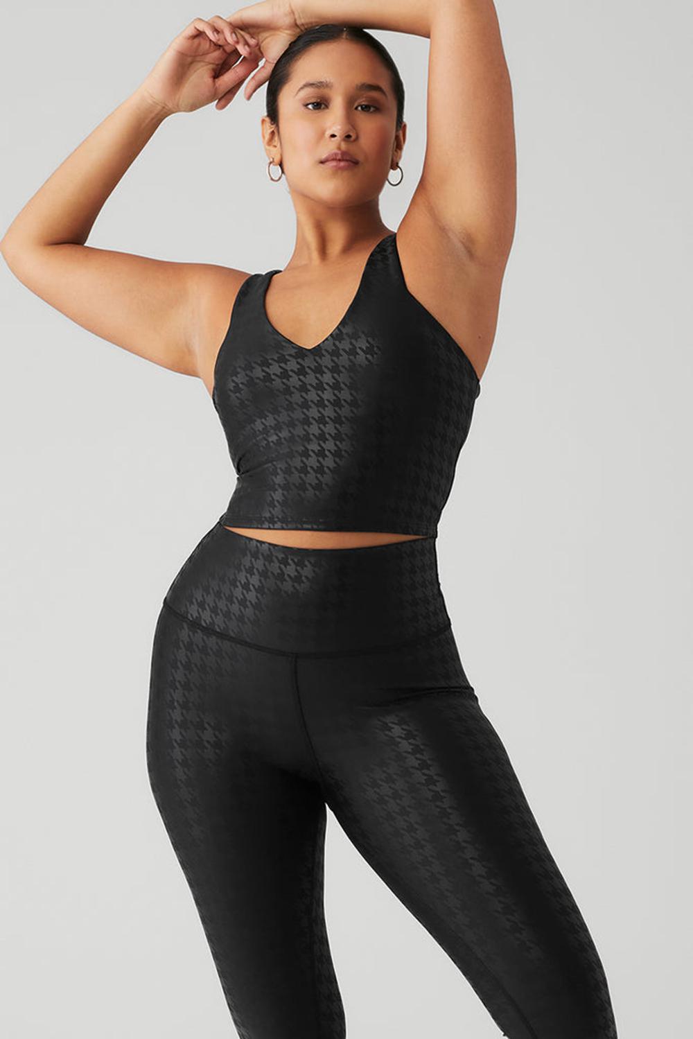 Bra Tank Alo Yoga Airlift Glimmer Houndstooth Real Mujer Negros | Mexico  MSN-831567