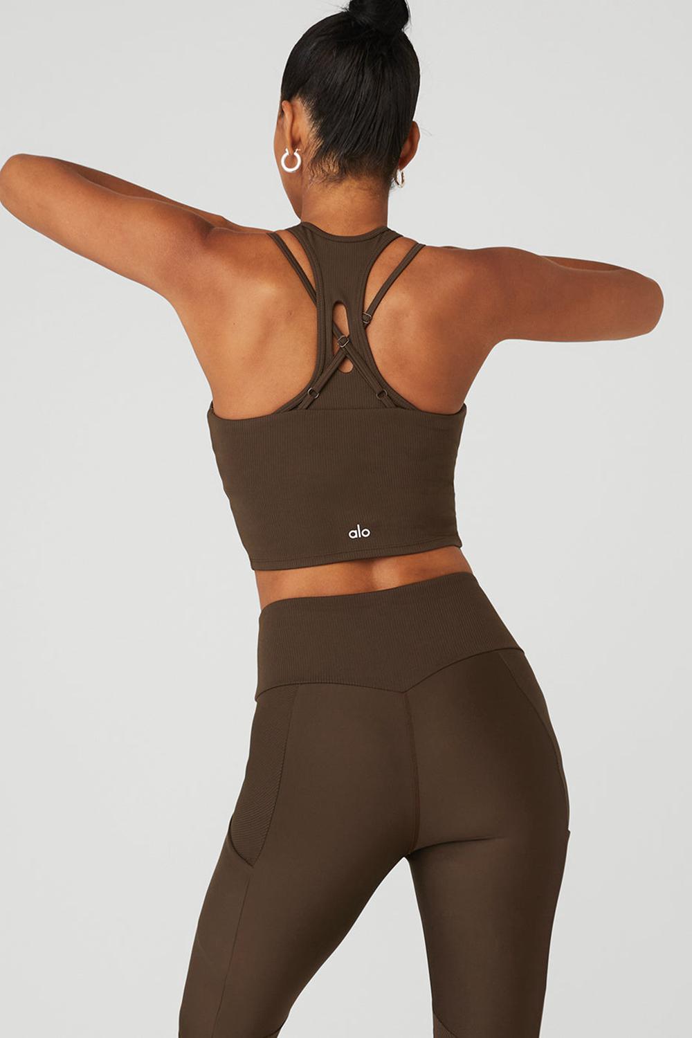 Bra Tank Alo Yoga Ribbed Airlift Enchanted Mujer Espresso | Mexico  VWX-267945