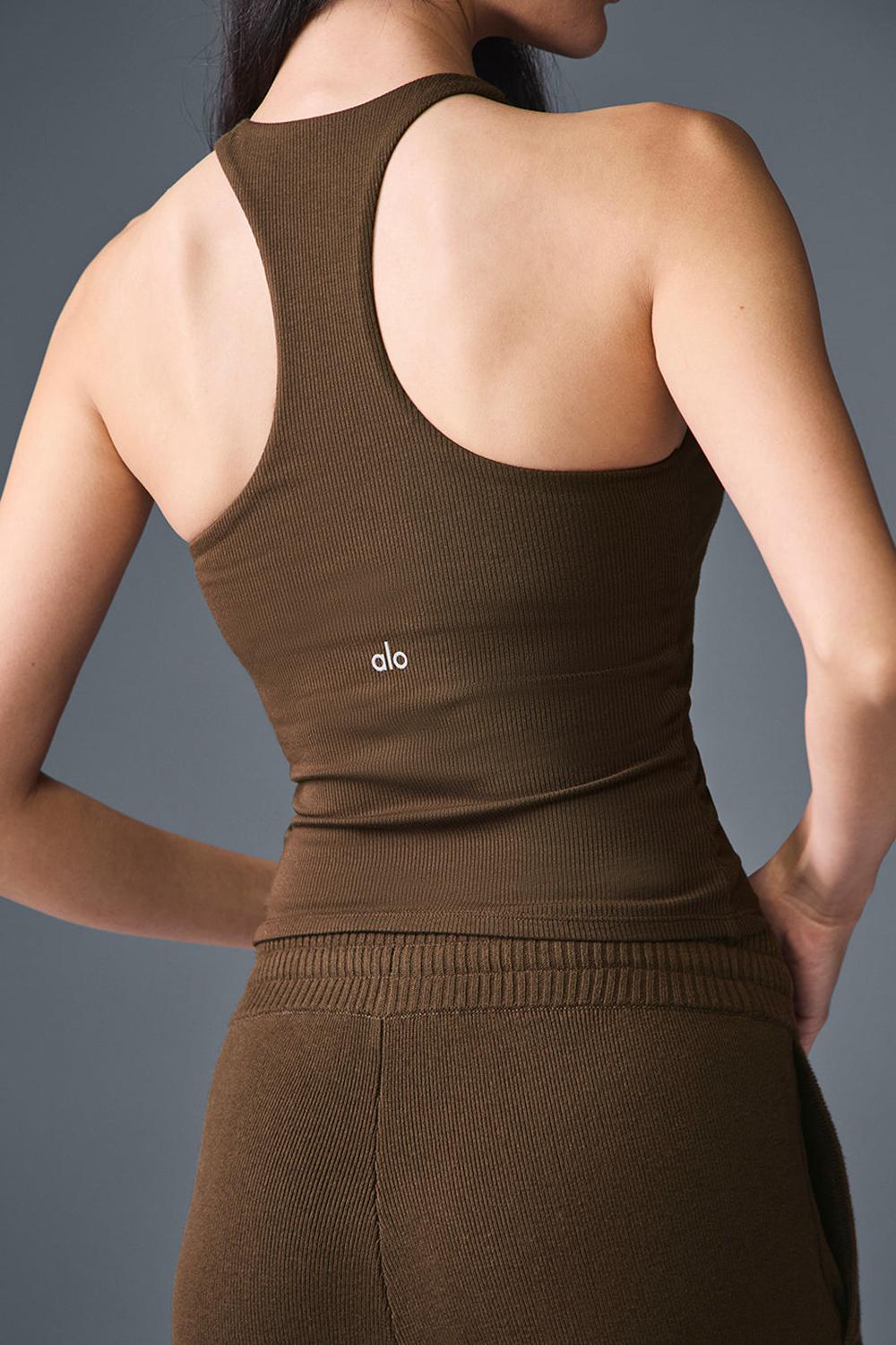 Bra Tank Alo Yoga Ribbed Mesmerize Mujer Espresso | Mexico  NXQ-902685