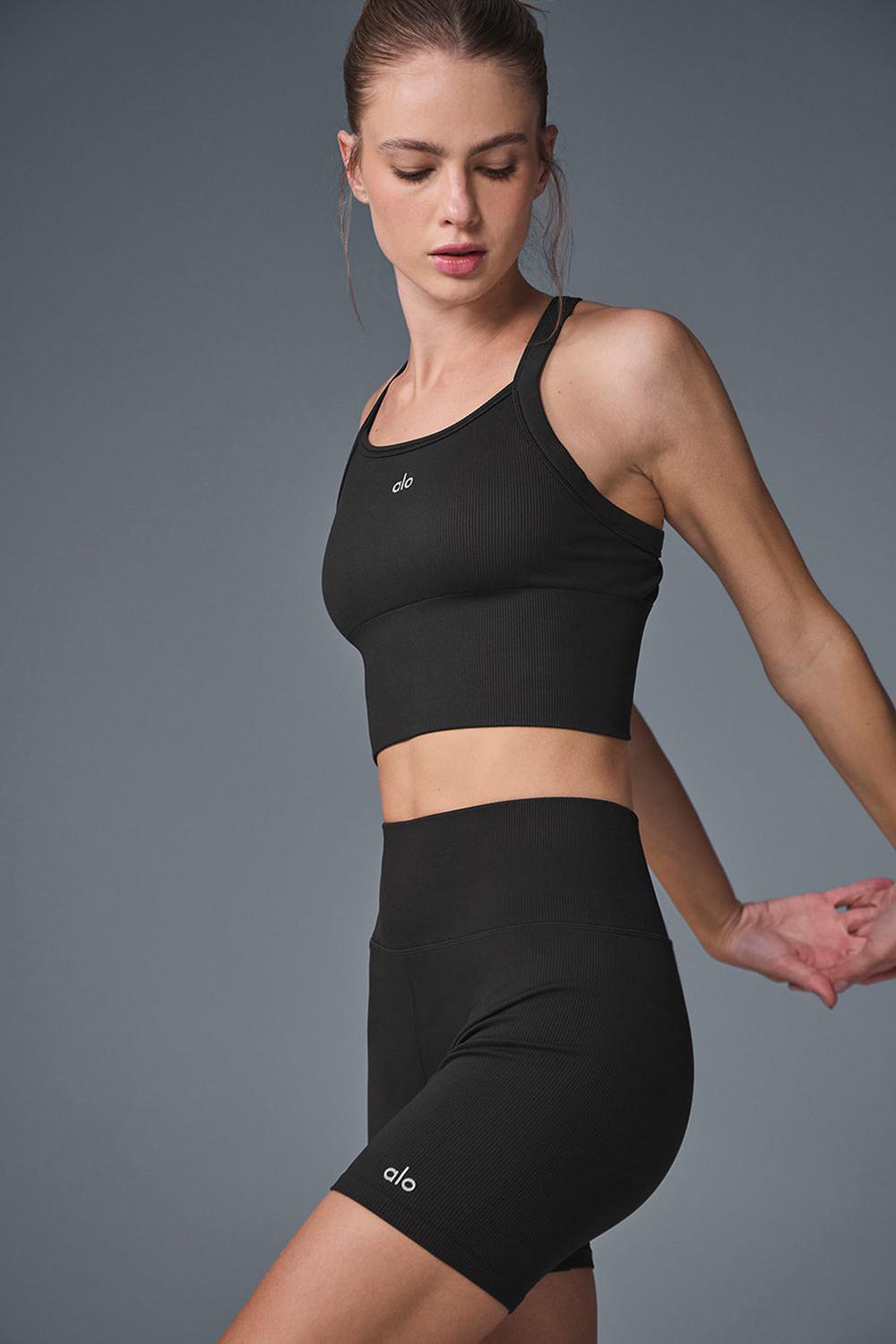 Bra Tank Alo Yoga Seamless Ribbed Favorite Mujer Negros | Mexico  NVZ-046573