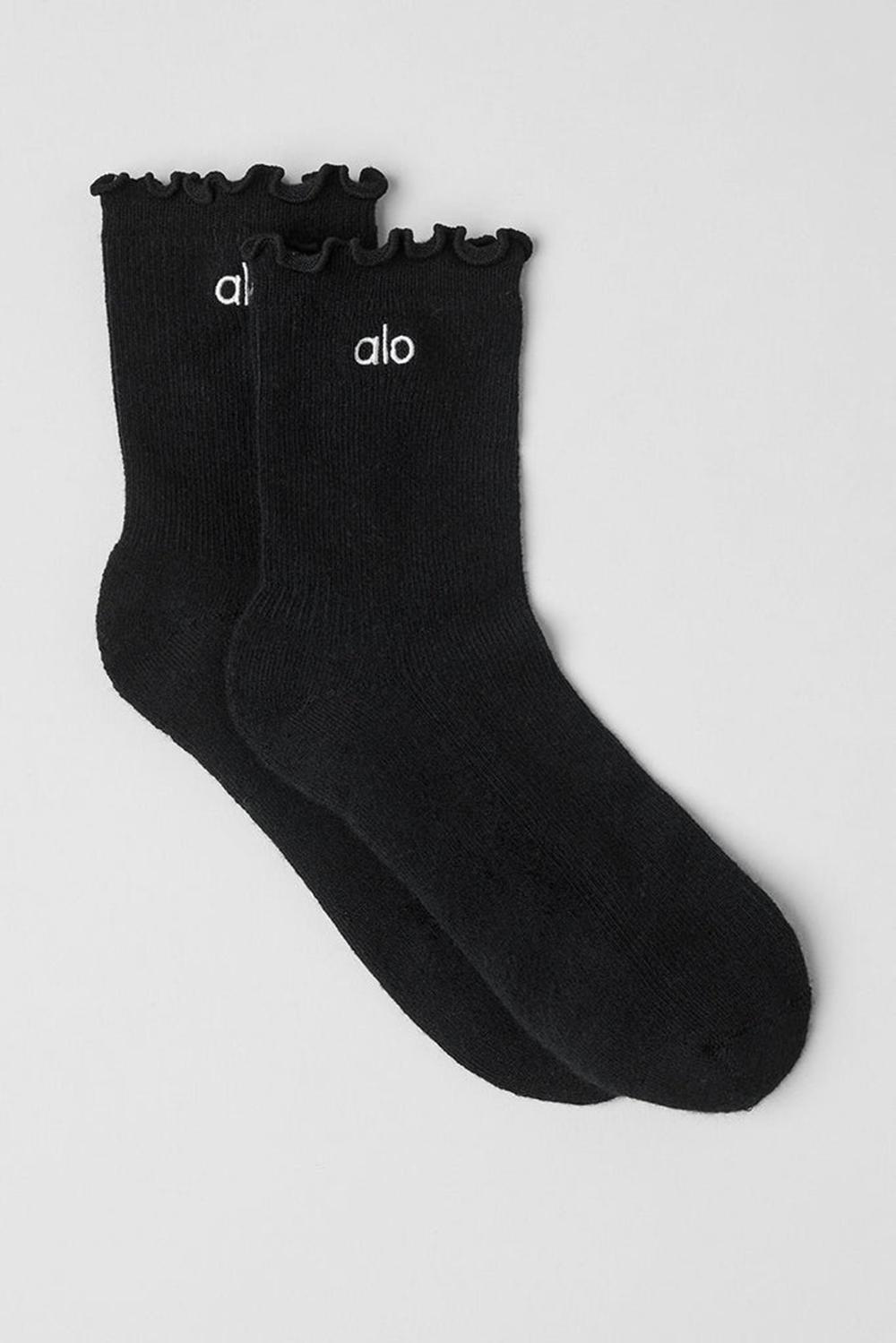 Calcetines Alo Yoga Lettuce Edge Mujer Negros | Mexico  TGU-640271