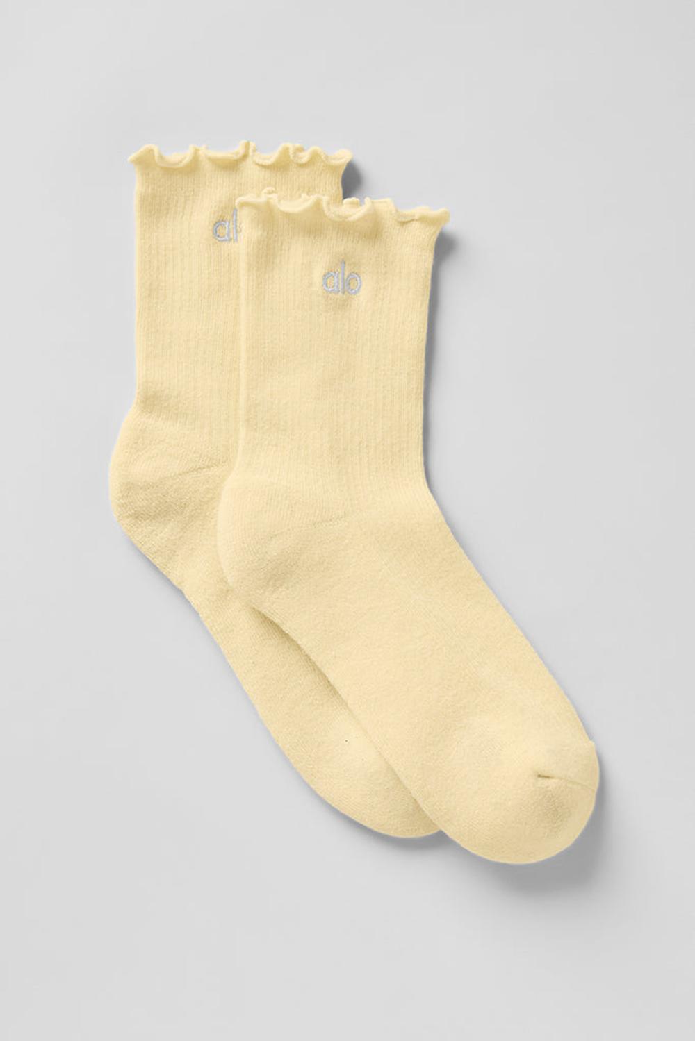 Calcetines Alo Yoga Lettuce Edge Mujer Warm Butter | Mexico  DUF-592438