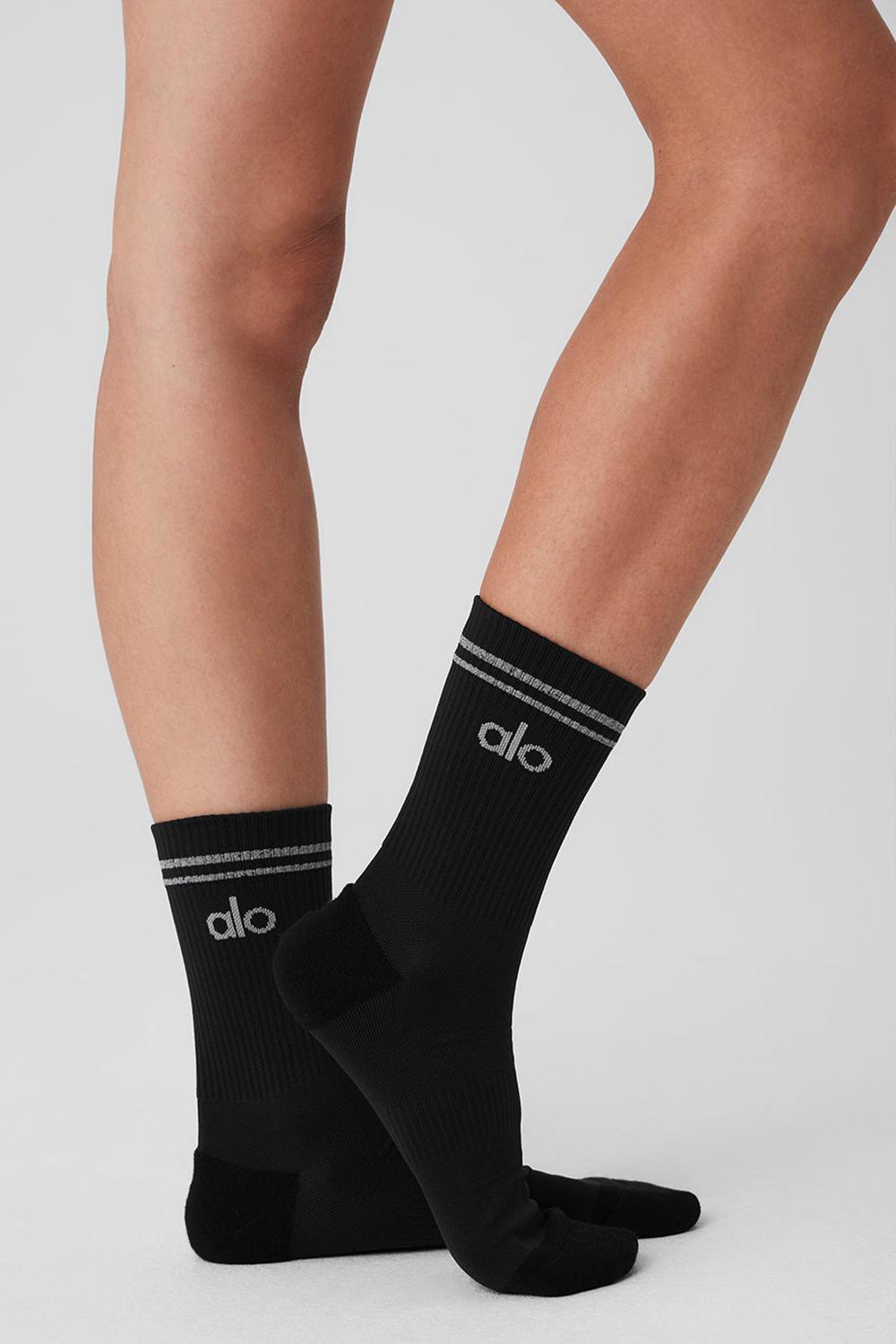 Calcetines Alo Yoga Unisex Half-Crew Performance Mujer Negros | Mexico  XYT-801465