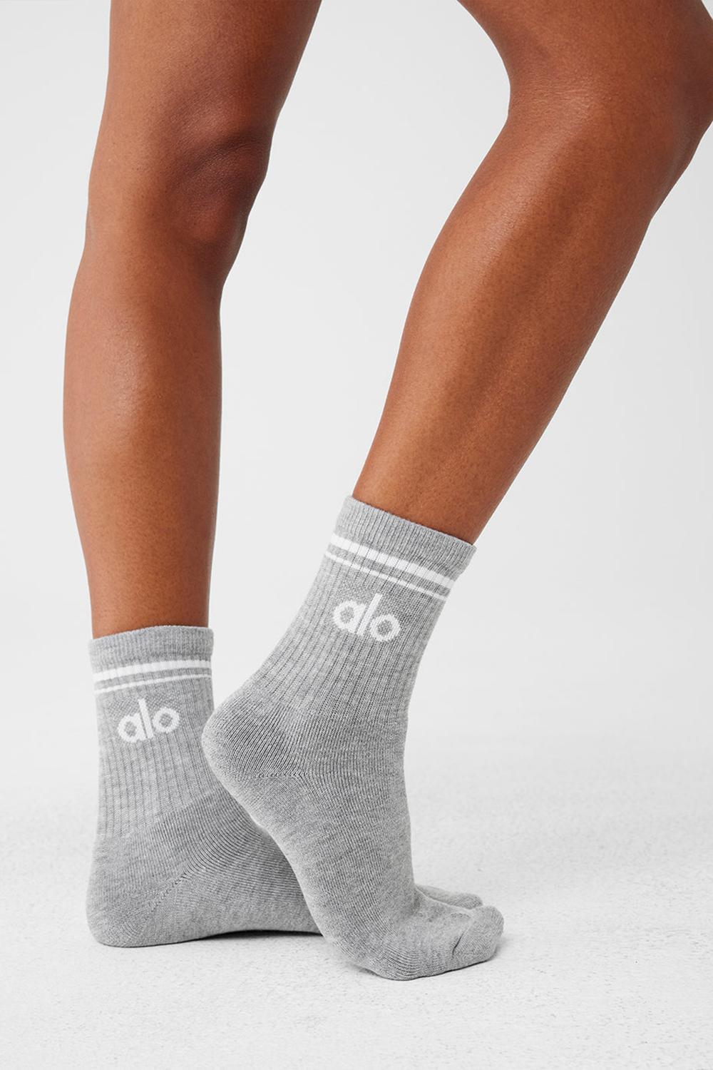 Calcetines Alo Yoga Unisex Half-Crew Throwback Mujer Grises Blancos | Mexico  YOV-218905