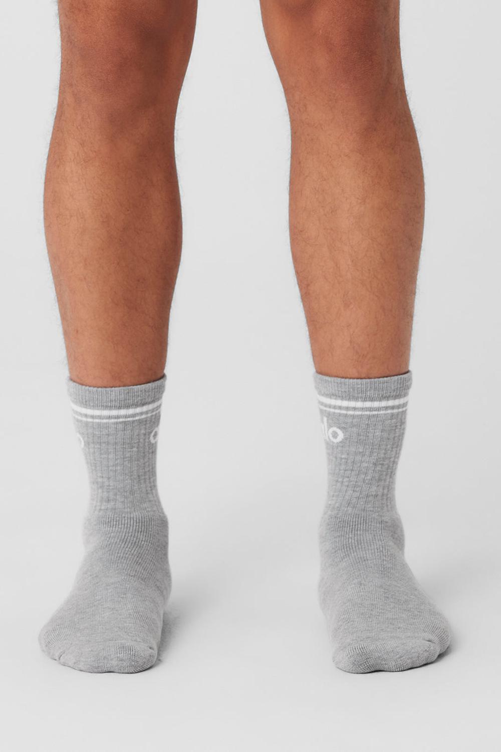 Calcetines Alo Yoga Unisex Half-Crew Throwback Mujer Grises Blancos | Mexico  YOV-218905