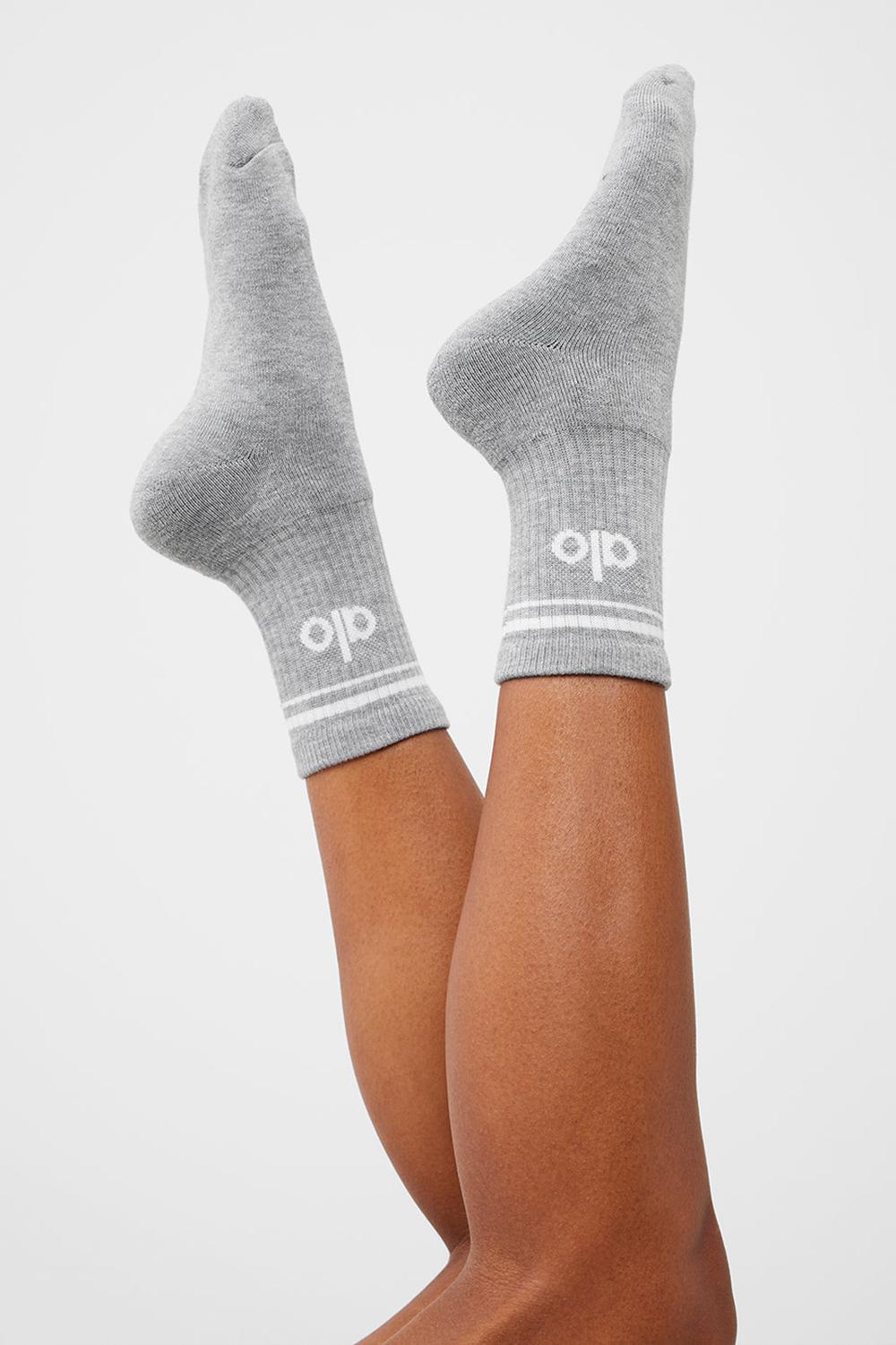 Calcetines Alo Yoga Unisex Half-Crew Throwback Mujer Grises Blancos | Mexico  YOV-218905
