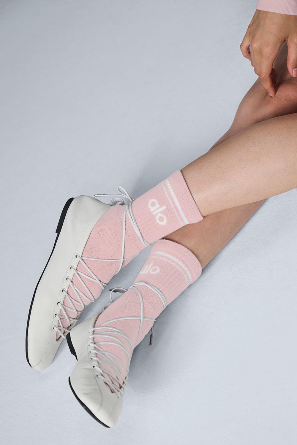 Calcetines Alo Yoga Unisex Half-Crew Throwback Mujer Rosas Blancos | Mexico  MLO-376029