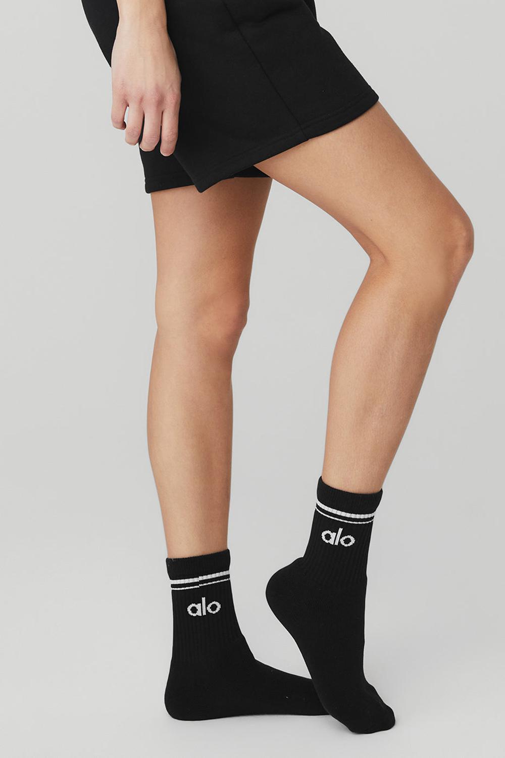 Calcetines Alo Yoga Unisex Half-Crew Throwback Mujer Negros Blancos | Mexico  YVN-195387