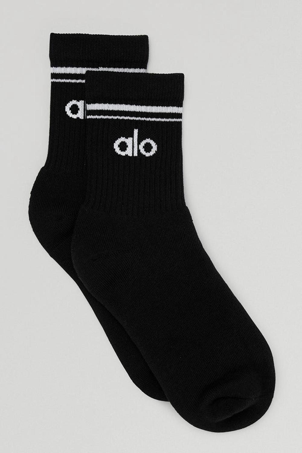 Calcetines Alo Yoga Unisex Half-Crew Throwback Mujer Negros Blancos | Mexico  YVN-195387